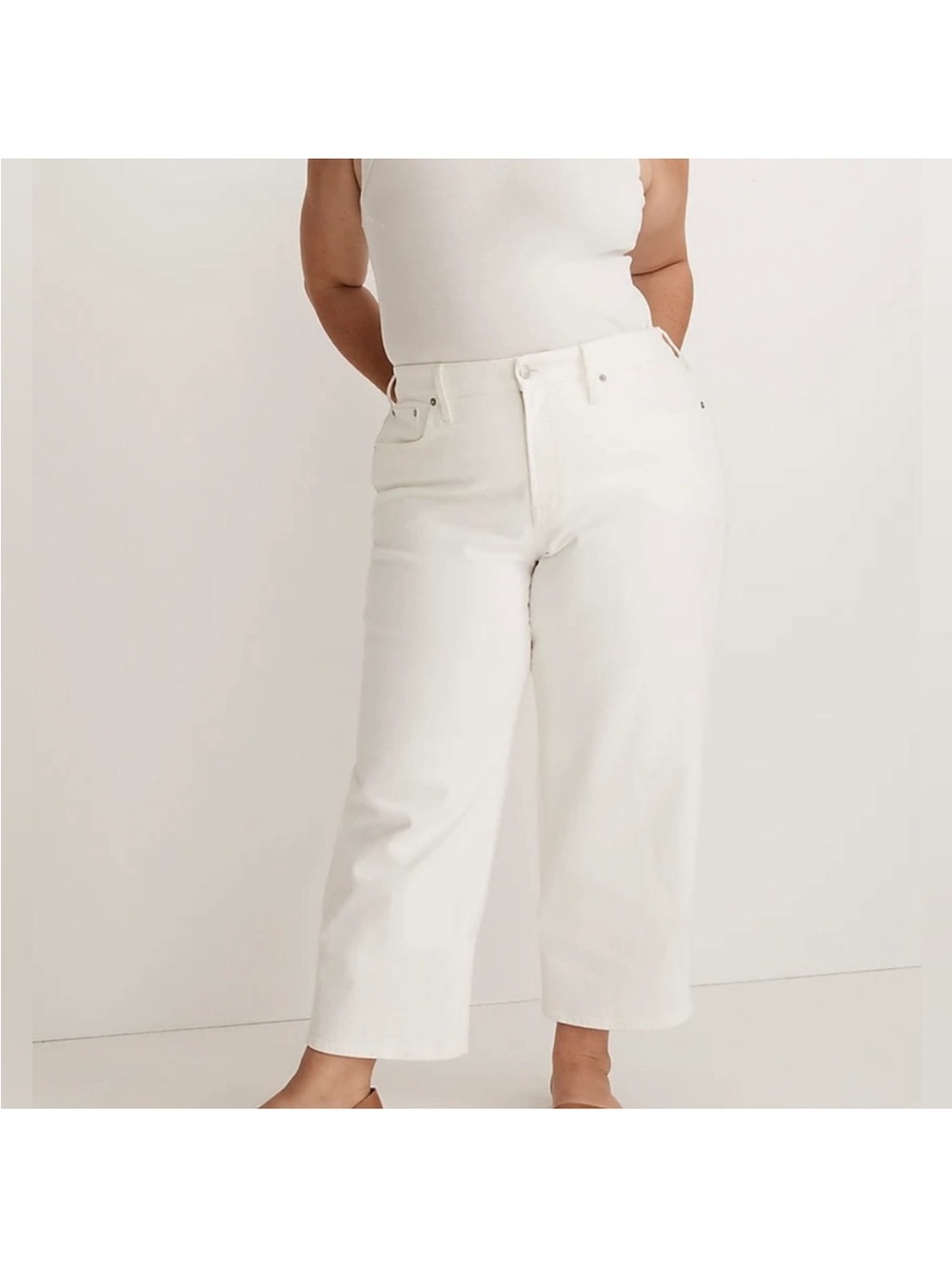 Madewell White perfect vintage Wide-Leg Crop Jean denim Pants size 29 - Picture 2 of 16
